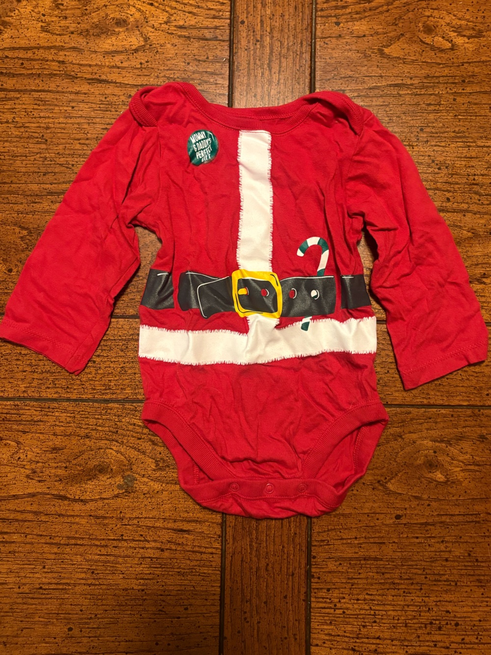Baby Christmas Long Sleeve Onesie, “Mommy & Daddy’s Perfect Gift”, 6-9 month